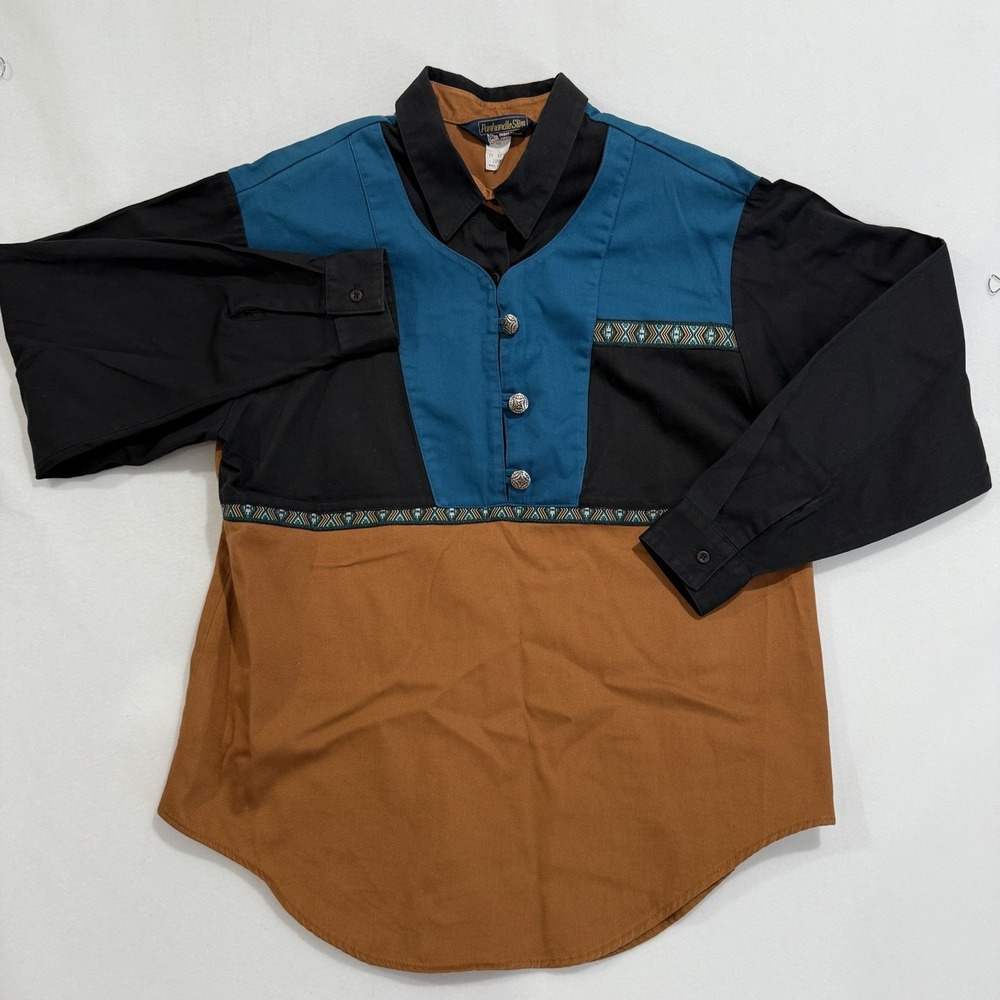 Panhandle Slim Ranchwear Western Pullover Long Sleeve Shirt Large Vtg RARE Y2K‎